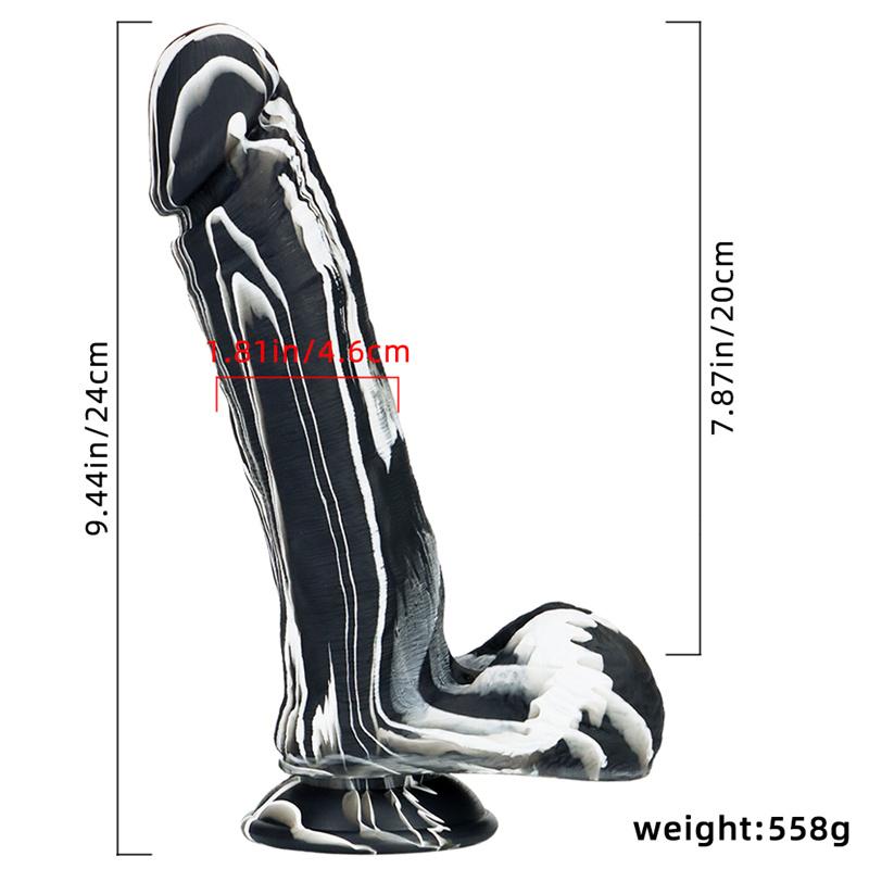 Simulation Liquid Silicone Phallus Sucker Oversized Super Soft Thick Black Female Big Penis Soft Sex Props Masturbation Stick