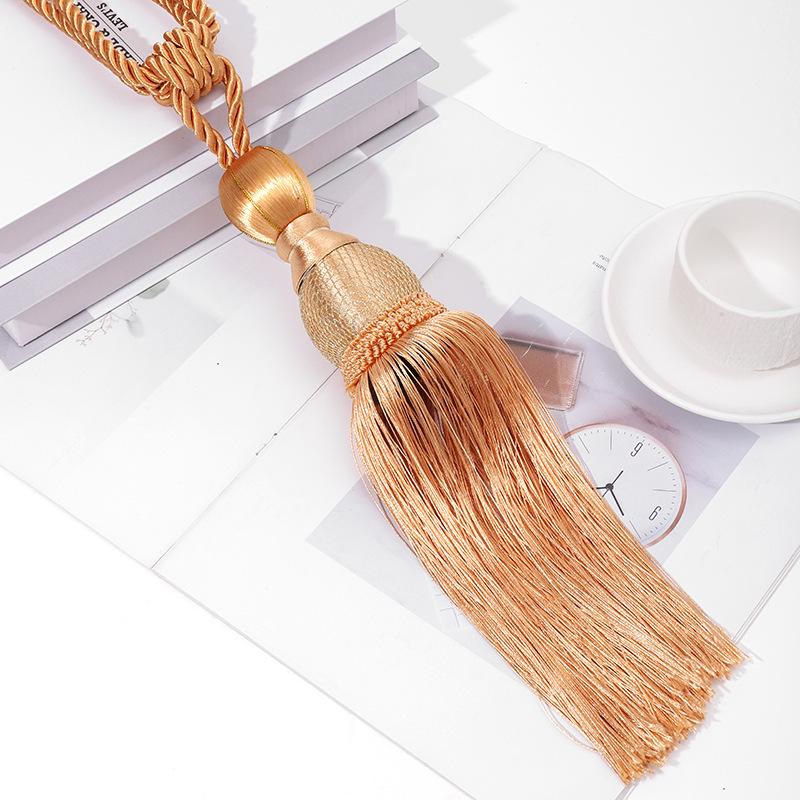 Gold Thread Tassel Tieback with Mesh Ball - Decorative Curtain Tie Ropes and Accessories