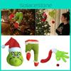 Bezaubernde Grinch Weihnachtsdekorationen Fellige Grüne Bein- und Kopf Baumschmuck Set