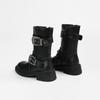 Large Size43 Women's Platform Short Boots Women's New Belt Buckle Knight Boots Heightened Fashion Medium Tube Boots Botas Mujer