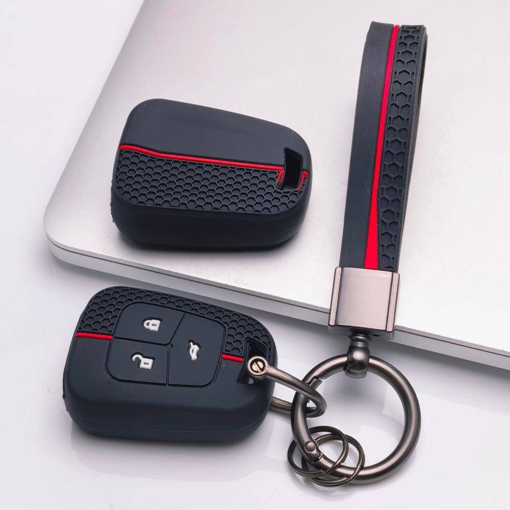 Silicone Key Fob Cover with Keychain for Chevrolet Cruze Aveo Orlando Captiva Spark for Opel Astra J Insignia Corsa D/E Antara Zafira Mokka, 3-button
