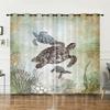 Curtains Turtle Blue Sea Sunshade Digital Printing Curtains Blackout No Punching Bedroom