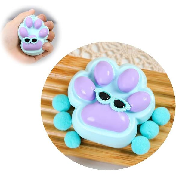 Handmade Cat Paw Taba Squishy,Cute Soft Squeeze Toys, Kawaii Fluffy Squishies Sensory Toys,Silicone Squeeze Toys for Stress Relief, Fidget Toys