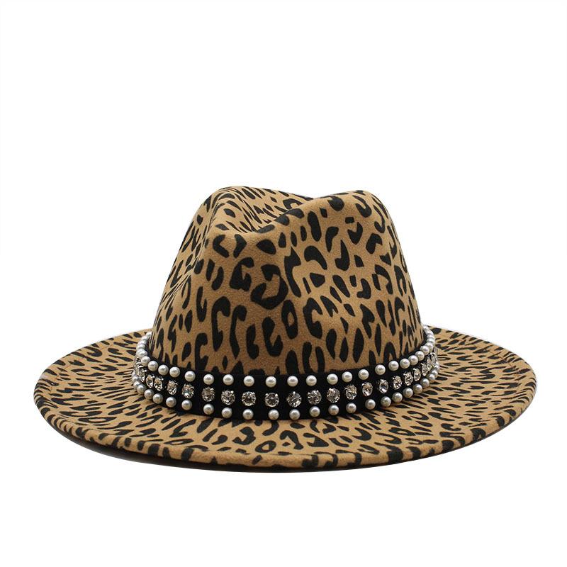 Leopard Print Black Woolen Top Hat Jazz Hat Children