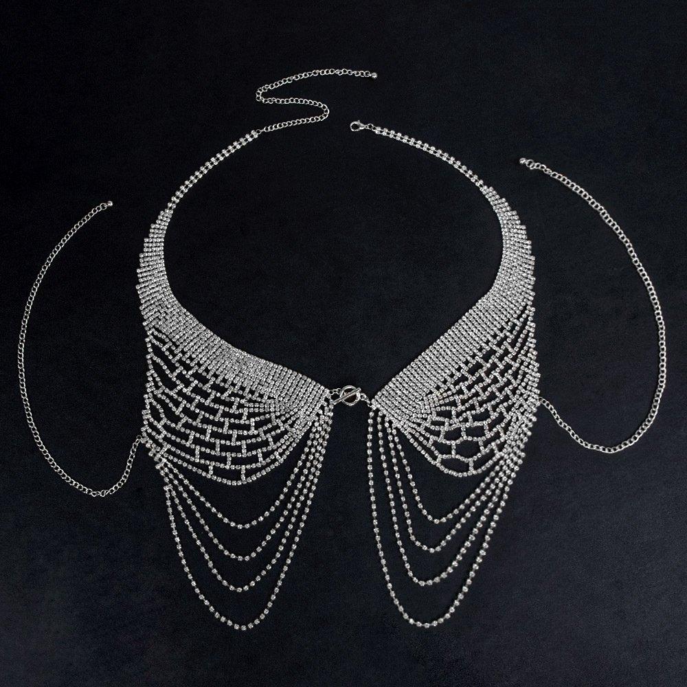 Engelsflügel Körperkette, Europäische und Amerikanische sexy volle Diamant-Quaste Brustkette, Damen Körperkette