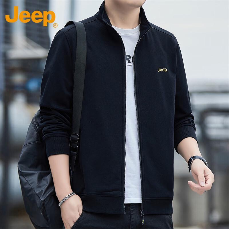 JEEP Men's Casual Stand-Collar Cardigan Sweatshirt