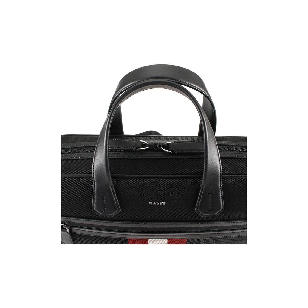 Bally Klassische Rot-Weiß gestreifte minimalistische Business-Polyester-Laptoptasche Herren-Laptoptasche Schwarz CHAND0S-SM-TSP-6220461