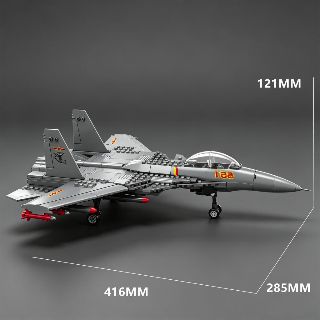 Flanker-D Building Blocks: Flying Shark Fighter Aircraft Model—Educational Toy for Kids : Carrier-Based Jet Plane