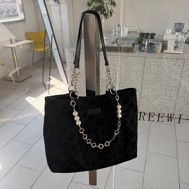 Tote Bag Women's Large Capacity Jacquard Cloth Canvas Bag New Style College Student Commuting Handbag Shoulder Bag