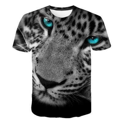Men's T-shirt Short Sleeved Round Neck Leopard Animal 3D Printed Loose Fit Men's T-shirt