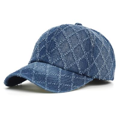 Gitter Gewaschene Baumwolle Baseballkappe Herren Damen Vintage Denim Dad Hat Verstellbar Trucker Stil Niedriges Profil