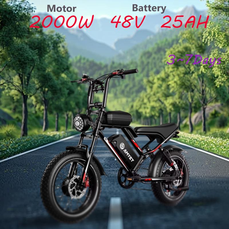 Ebike sıcak promosyon S8Pro 2000W çift motorlu 48V 25AH batarya, 20 inç arazi lastikleri, hidrolik frenler, yetişkin dış mekan elektrikli bisiklet.