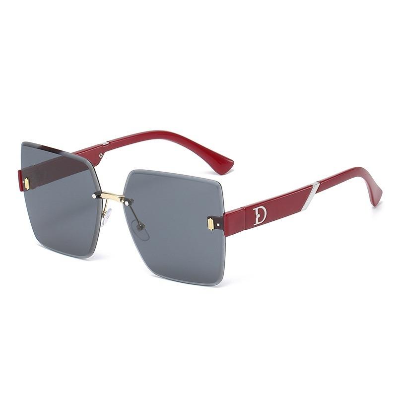 Rimless Cut Edge Square Sunglasses Women's Fashion UV Protection Sunglasses