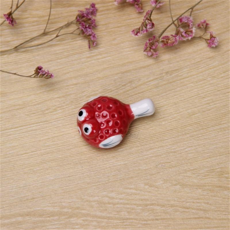 6 Pieces Cute Pufferfish Shaped Ceramic Chopstick Rests Spoon Fork Holder Ceramic Chopstick Holders for Kitchen Utensil