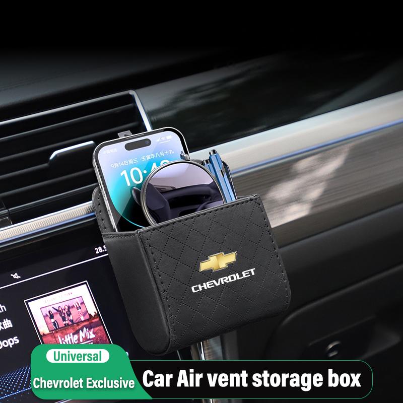 Car Storage Bag Car Air Outlet Debris Bag Mobile Phone Key Sunglasses Leather Organizer Box For Chevrolet Spark Captiva Cruze