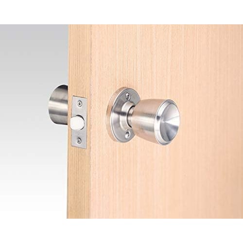 Kawaguchi Giken Indoor Door Knob, High-Speed ??Steel, Locking, BS60mm, Stainless Steel Hairline Finish