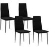 4 Piece Set Dining Room Chairs Armless Design Fabric Upholstery Metal Legs Black