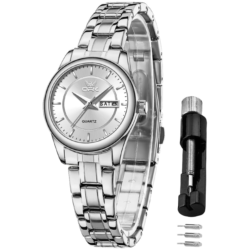 OPK Women s Classic Quartz Watch Stainless Steel Band 30M Waterproof Lightweight