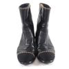 Great CHANEL short boots black leather Women 38 G37826 Used