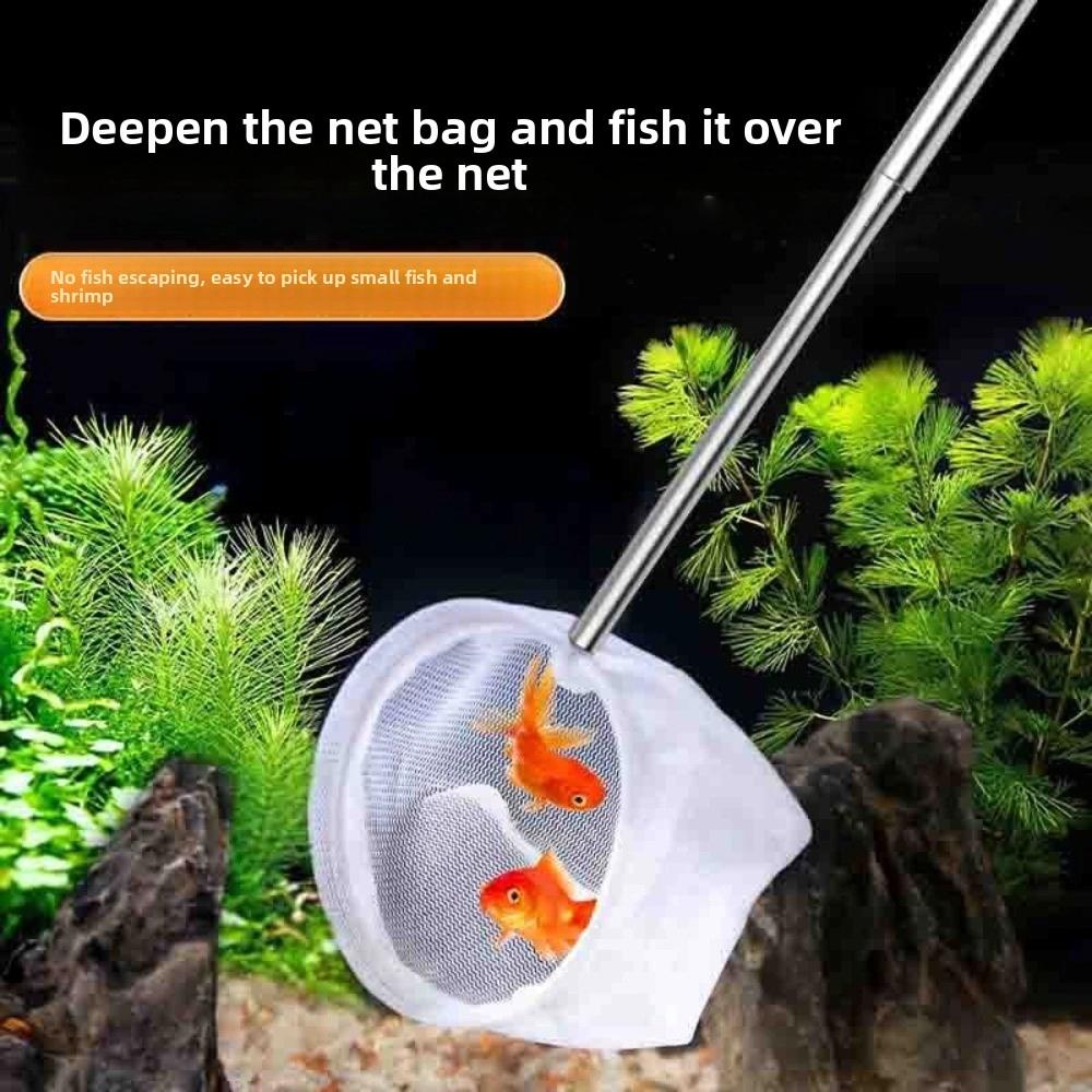 Portable Telescopic Pole Mini Fishing Nets Round Metal Handle Fish Tank Cleaner Fine Mesh Multi-size Aquarium Fish Nets Home Use