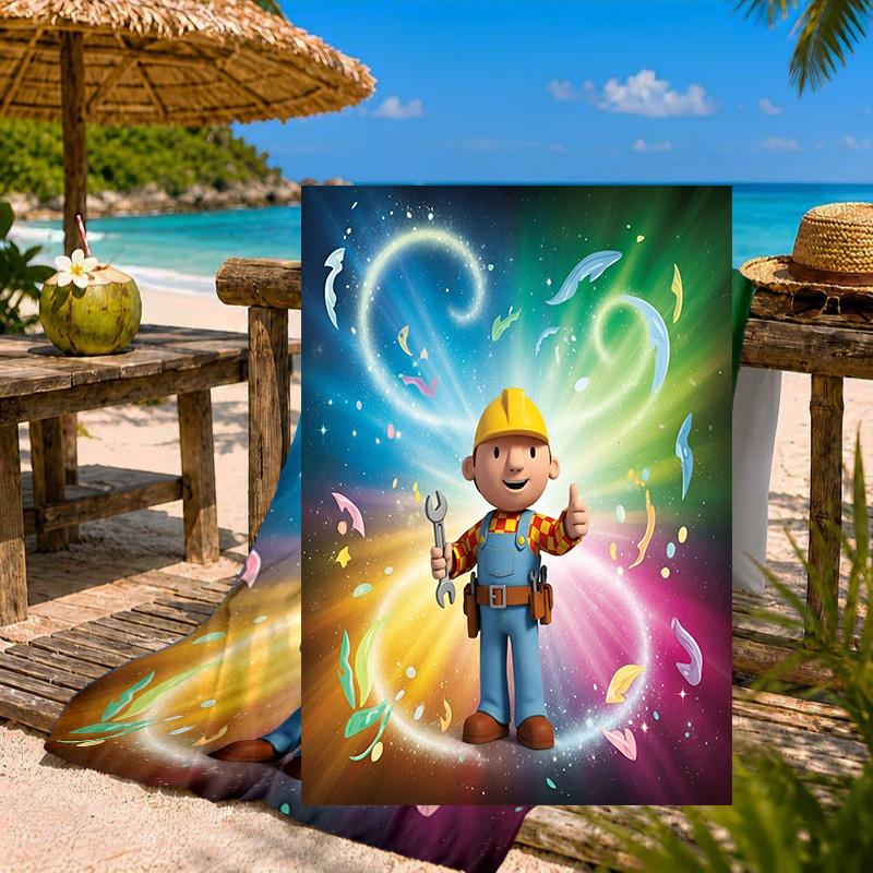 Builder's Bright Spark Strandtuch Mikrofaser Strandtuch, Leicht und Schnelltrocknend, für Sommerreisen, Schwimmbad-Fan Geburtstagsgeschenk