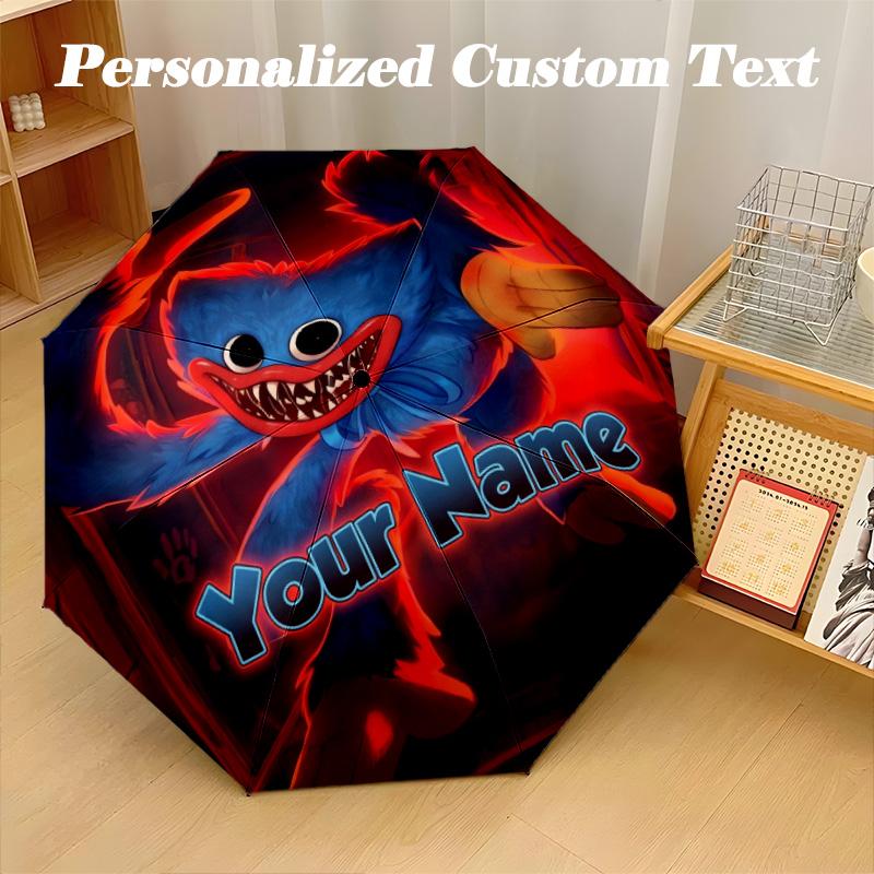 Poppy Playtime 8 Rib Auto Folding Umbrella, Personalized Custom Name Text