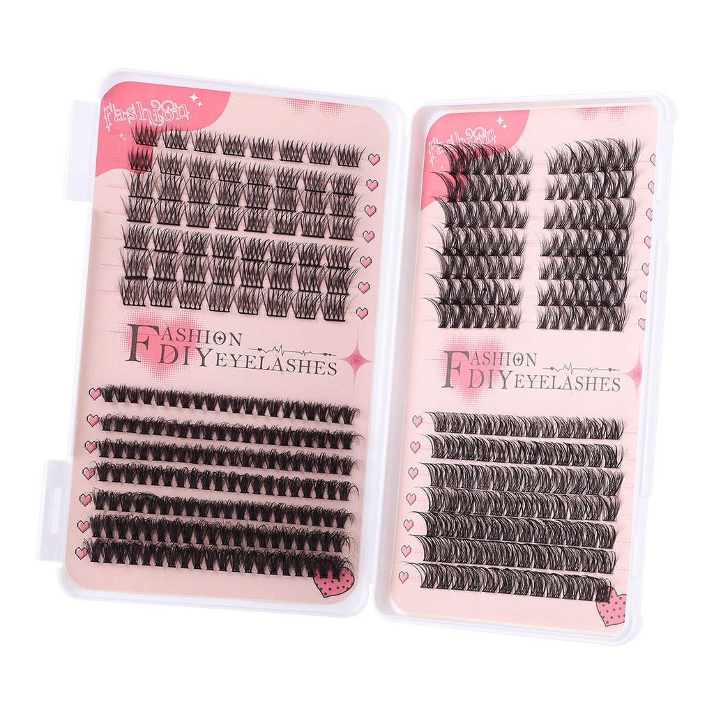 Zrób to sam Pojedynczy Kępek Włosów 378 Kępek Rzęsy o Dużej Pojemności Książeczka Naturalne Grube D Segmentowe Sztuczne Rzęsy