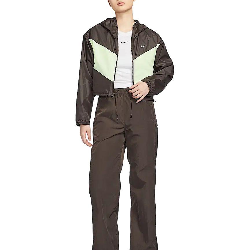 Nike Sportswear SS25 Windrunner Loose Short Hooded Long Sleeve Jacket Women Jackets Velvet-Brown Light-Yellow-Green White HJ1183-220