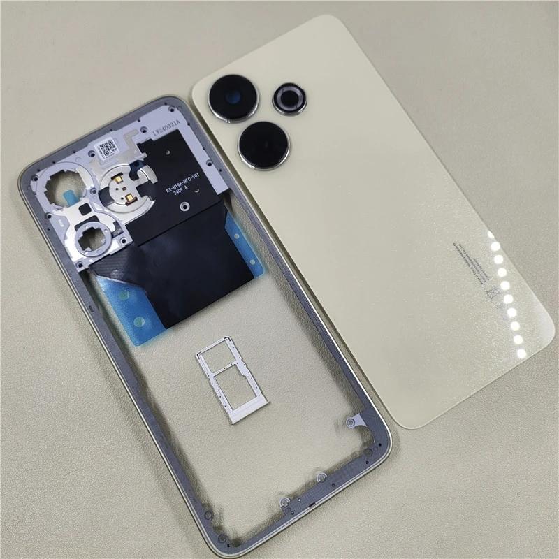 Full housing For Xiaomi Redmi 13 4G Middle Frame Battery Back Cover With Camera Lens + Sim Card Tray Repair Parts