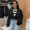 Cappotti Blazer Corti con Cappuccio alla Moda per Donna 2025 Primavera Nuovo Manica Lunga Giacca Corta Sottile Femminile Chic Street Lady Capispalla