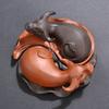 Tea Pet Ornament Niu Zhuan Qiankun Double Cow Buffalo Removable Handicraft Purple Sand Plate Play Road Boutique Tea Set