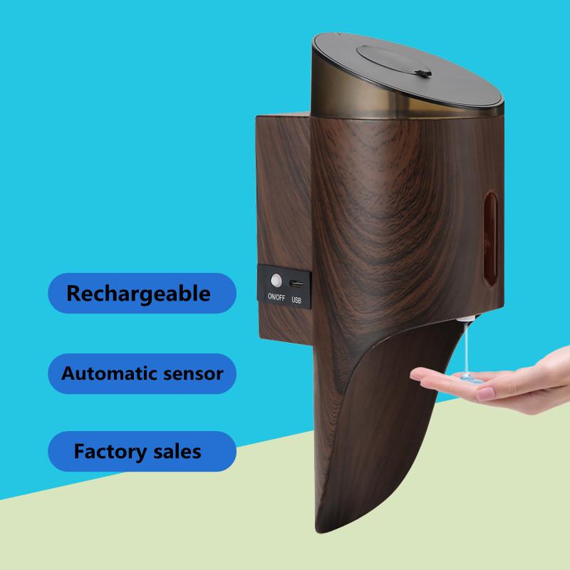 Unique Automatic Liquid Soap Dispenser Hand Soap Dispenser with Infrared Motion Sensor Deep Wooden Surface