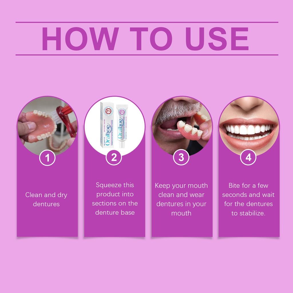 ORALHOE Denture Fixing Adhesive Thermoplastic denture adhesive secures dentures to improve comfort