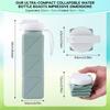 Bouteille d'eau pliable en silicone 620 ml Étanche Bouchon à paille rabattable avec dragonne de transport Bouteille pliable portable pour voyage randonnée cyclisme