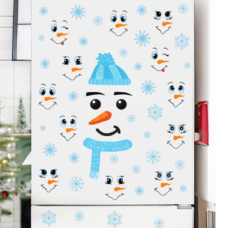 Christmas wall sticker snowman emoji cartoon blue emoji sticker gift decorative sticker glass window decorative sticker