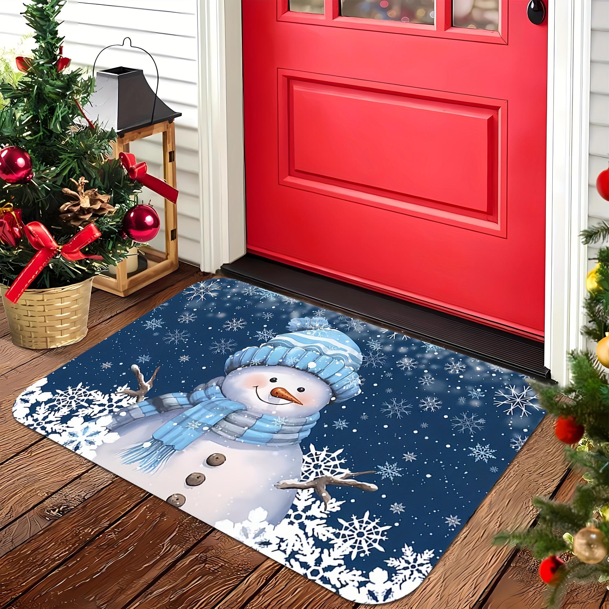 

Christmas Snowman Snowflake Kitchen Mat Home Decor Winter Xmas Kitchen Hallway Balcony Rugs Bath Foot Pad Christmas Decorations 40cm x 60cm