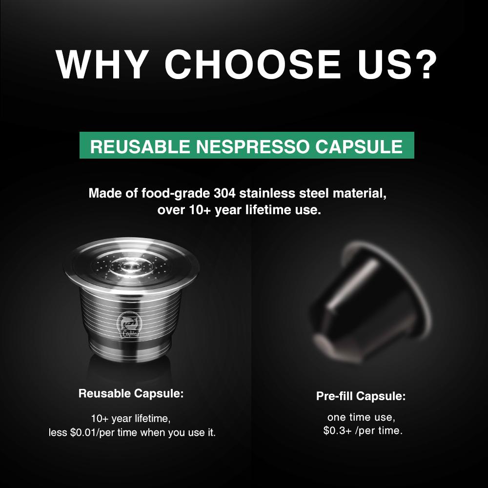 ICafilas Reusable Coffee Capsule for Nespresso Stainless Steel Refillable Filters Espresso for Essence Nespresso Capsule