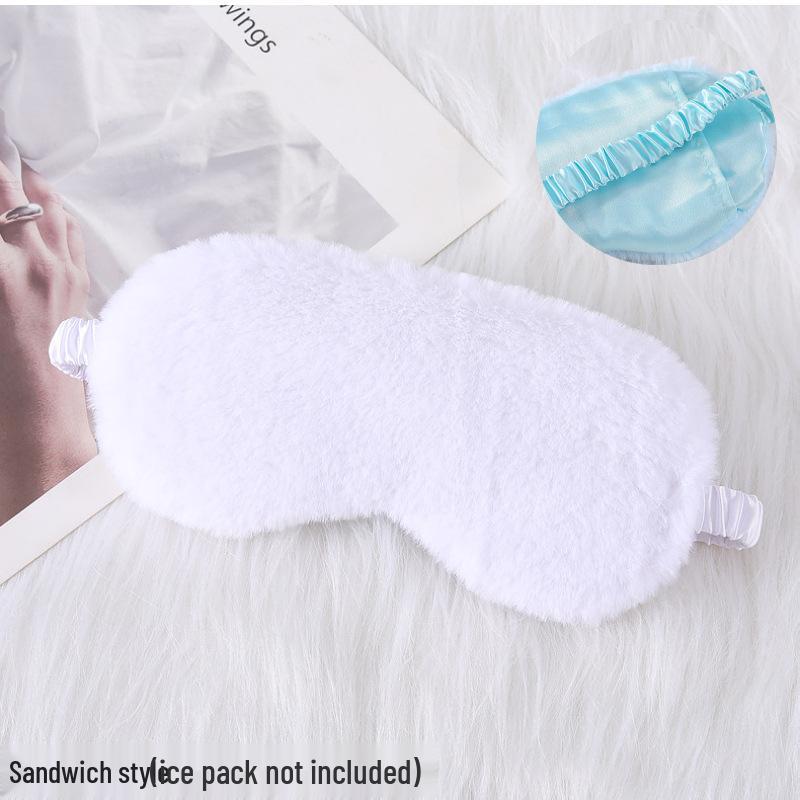 Blackout Rabbit Fur Sleep Mask - Soft, Breathable, Skin-Friendly, Plush Imitation Silk for Autumn/Winter Eye Protection.