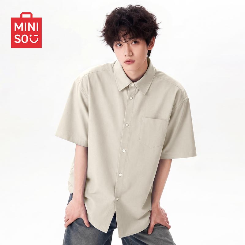 

MINISO Men s Summer Short-Sleeved Lapel Shirt 3XL
