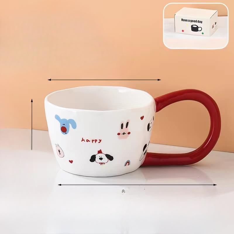 Hand Pinch Big Ear Mug Cartoon Puppy Ceramic Cup Creative Coffee Cup Color Box Couple Cup Gift