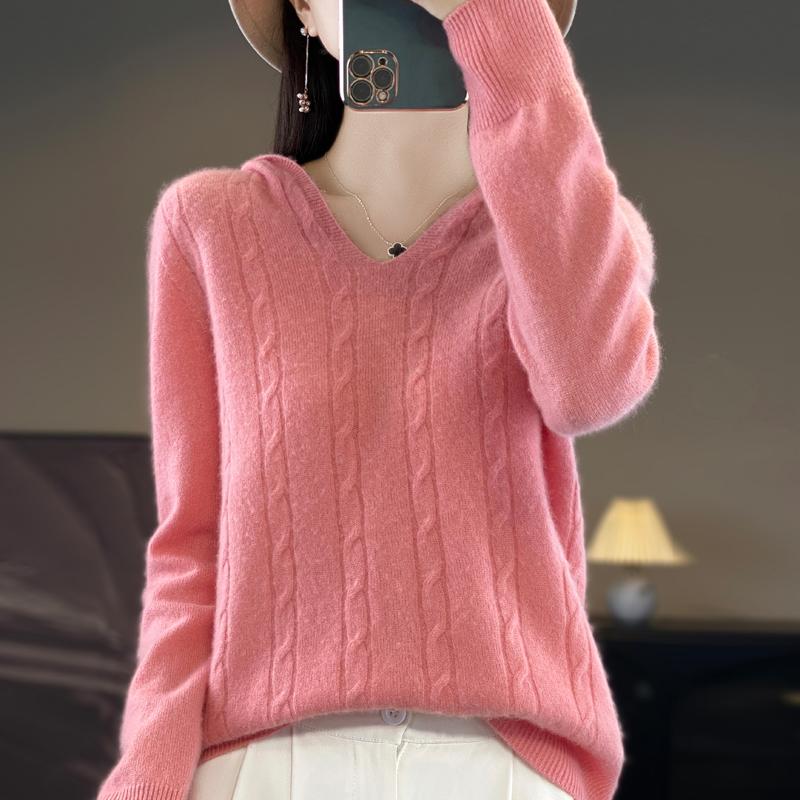 Women Knitted Hoodie 100% Wool Sweater MODERN NEW SAGA Winter Knitted Pullover Sweatshirt Soft Warm Wool Sweaters Jumper Knit Top