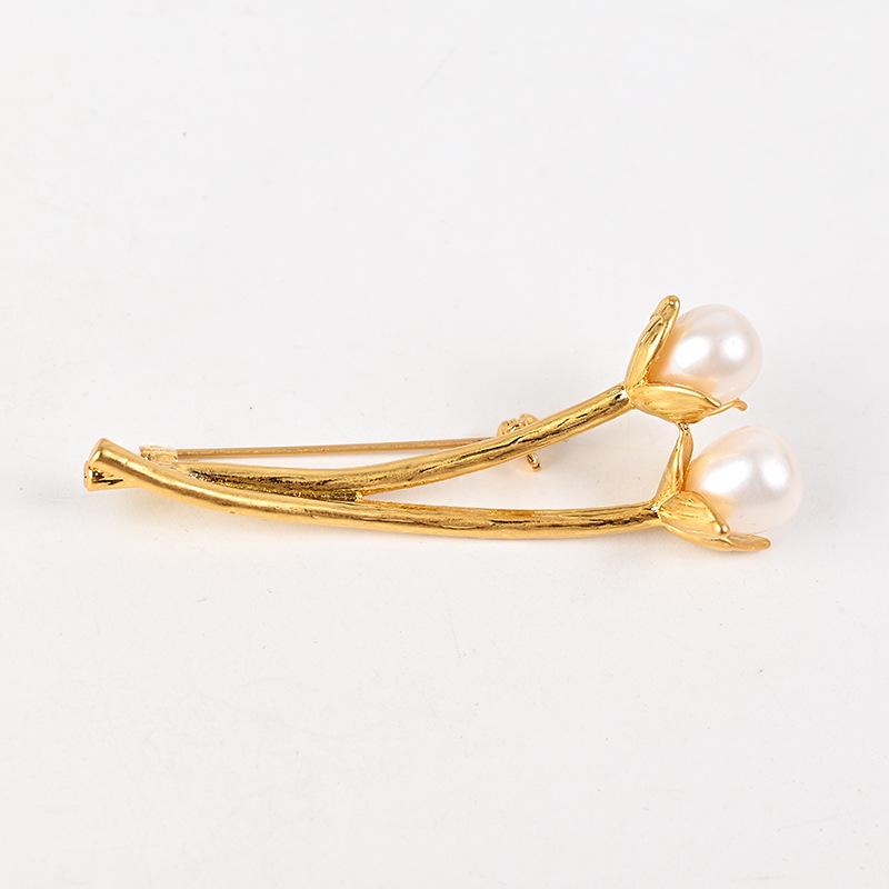 

Брошь «Тюльпан» с пресноводным жемчугом: Элегантный, Повседневный, Стиль легкой роскоши