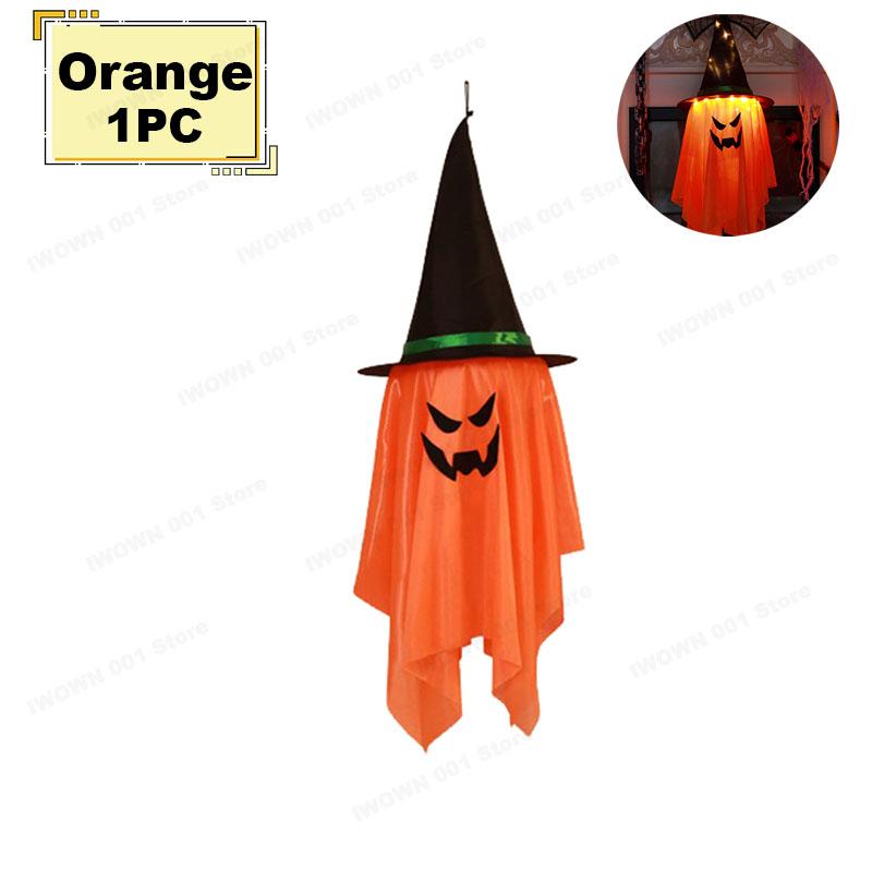 Halloween Decorations Flying Witch Hats Ghost Hanging LED Lights Bar Halloween Party Supplies Dress Up Glowing Wizard Ghost Lamp
