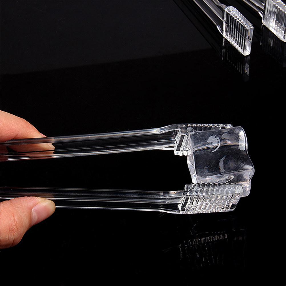 

5Pcs Multifunctional Food Tongs Transparent Acrylic Ice Tongs for Serving Ice Cube Pastries Bread Cake Salad Kitchen Use Party 16X3.5X1.6CM