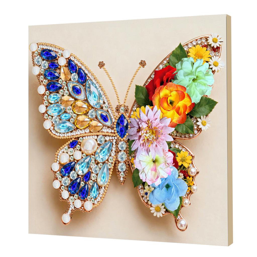 Butterfly DIY Diamond Dots Paintings with Wooden Frame 9.84x9.84in Diamonds Paintings Gem Art for Adults Beginners Home Decor