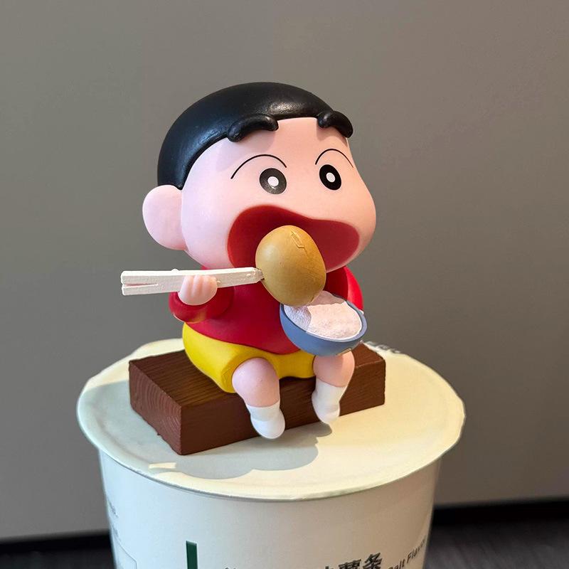 Cartoon 8cm Crayon Shin Chan Eating Potato Figurine Cute Desktop Ornament Home Decoration Birthday Gift Tabletop Display