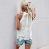 Top Senza Maniche in Pizzo con Scollo all'Americana Estate 2024 - Stile Europeo e Americano, Abbigliamento Femminile Fresco Artistico