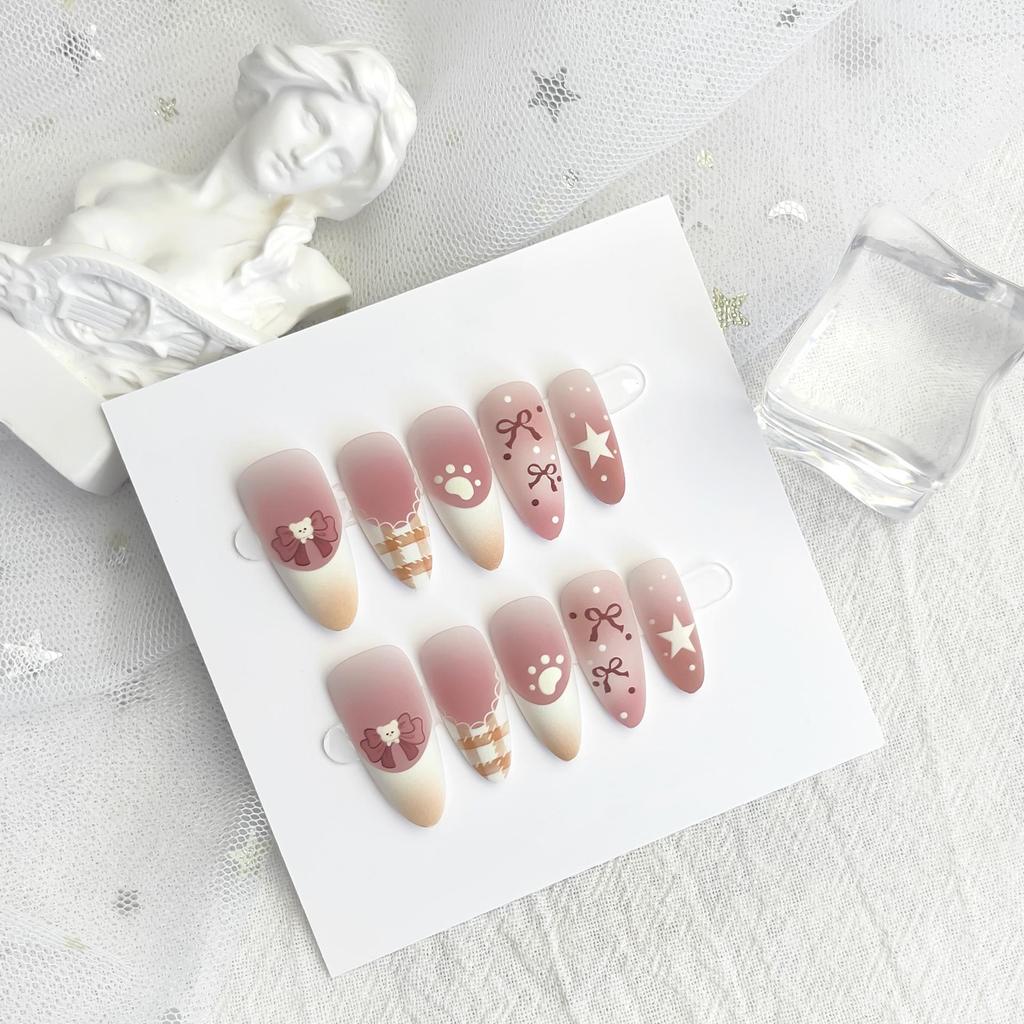 Almond French Style Pre-made Nail Tips in Sweet Cool Colors