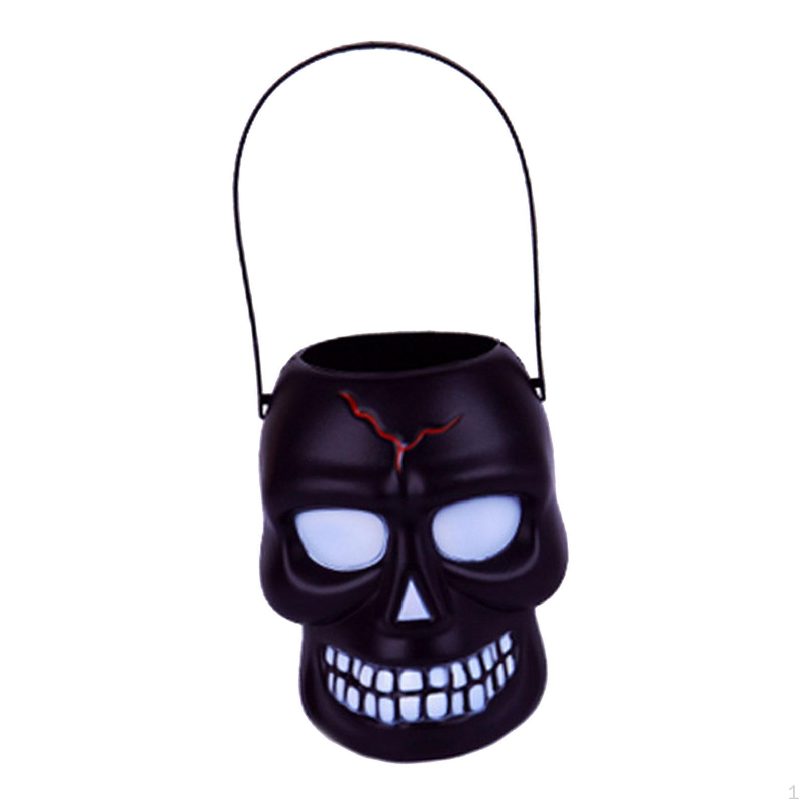 Halloween Candy Bucket Trick or Treat Ornament Skull Shaped Gift Basket Holder