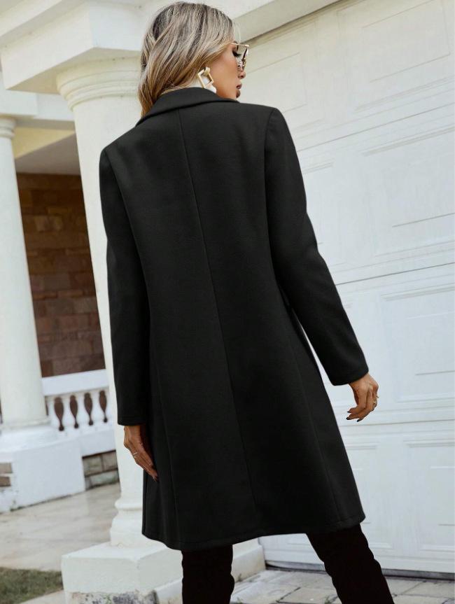 Herbst/Winter Zweireihiger Wollmantel mit Revers - Kollektion 2025